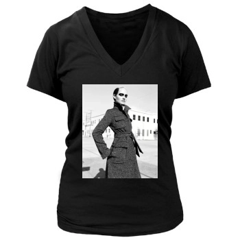 Amber Valletta Women's Deep V-Neck TShirt