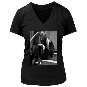 Amber Valletta Women's Deep V-Neck TShirt