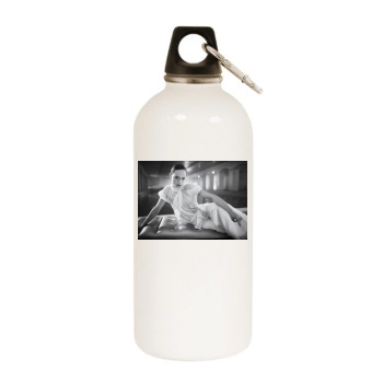 Amber Valletta White Water Bottle With Carabiner