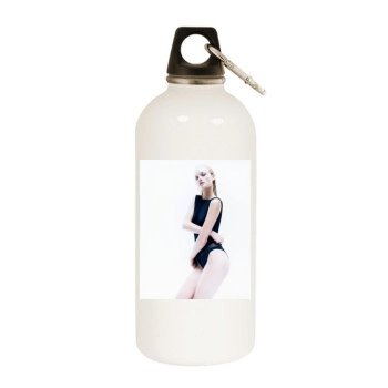 Amber Valletta White Water Bottle With Carabiner