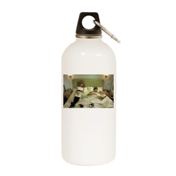 Amber Valletta White Water Bottle With Carabiner