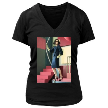 Amber Valletta Women's Deep V-Neck TShirt