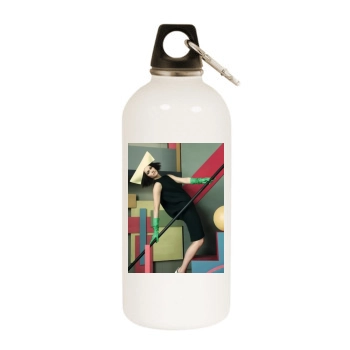 Amber Valletta White Water Bottle With Carabiner