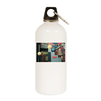 Amber Valletta White Water Bottle With Carabiner