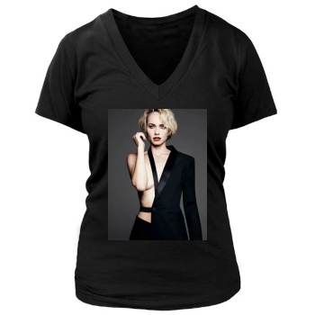 Amber Valletta Women's Deep V-Neck TShirt