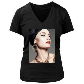 Amber Valletta Women's Deep V-Neck TShirt