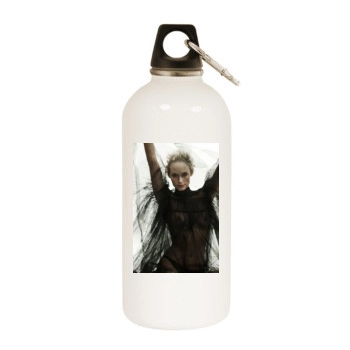 Amber Valletta White Water Bottle With Carabiner