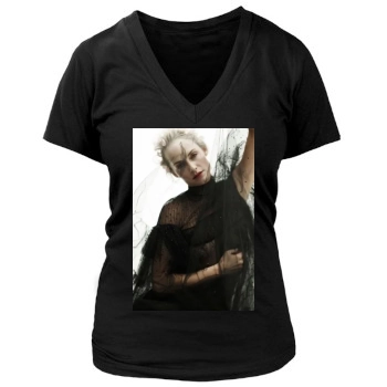 Amber Valletta Women's Deep V-Neck TShirt