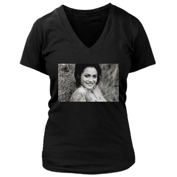 Shannyn Sossamon Women's Deep V-Neck TShirt