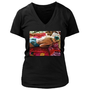 Anja Rubik Women's Deep V-Neck TShirt