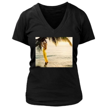 Anja Rubik Women's Deep V-Neck TShirt