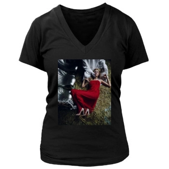 Anja Rubik Women's Deep V-Neck TShirt