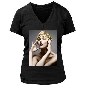 Anja Rubik Women's Deep V-Neck TShirt