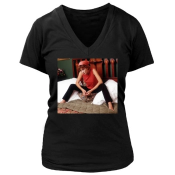 Anna Friel Women's Deep V-Neck TShirt