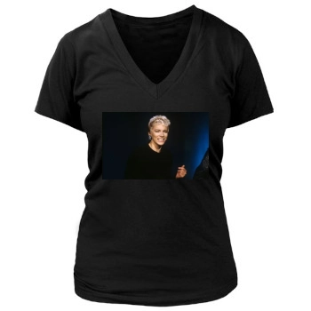 Annie Lennox Women's Deep V-Neck TShirt