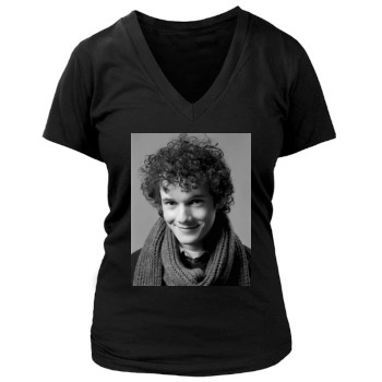 Anton Yelchin Women's Deep V-Neck TShirt