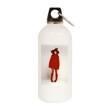 Amira Casar White Water Bottle With Carabiner