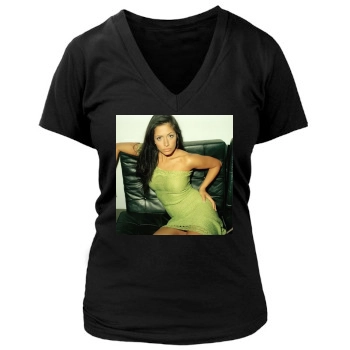 Sarah Shahi Women's Deep V-Neck TShirt