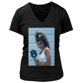 Alyssa Milano Women's Deep V-Neck TShirt