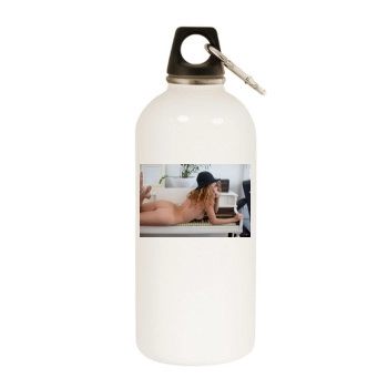 Gillian Barnes White Water Bottle With Carabiner