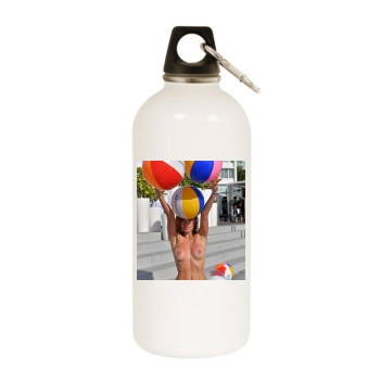 Gillian Barnes White Water Bottle With Carabiner