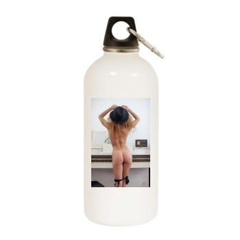 Gillian Barnes White Water Bottle With Carabiner