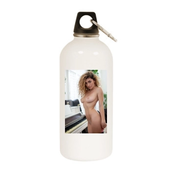 Gillian Barnes White Water Bottle With Carabiner