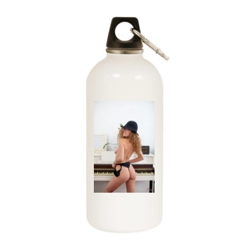 Gillian Barnes White Water Bottle With Carabiner