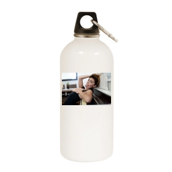 Gillian Barnes White Water Bottle With Carabiner