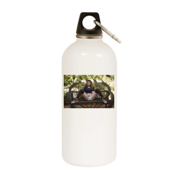 Gillian Barnes White Water Bottle With Carabiner