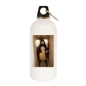 Gillian Barnes White Water Bottle With Carabiner