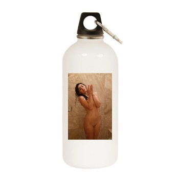 Gillian Barnes White Water Bottle With Carabiner