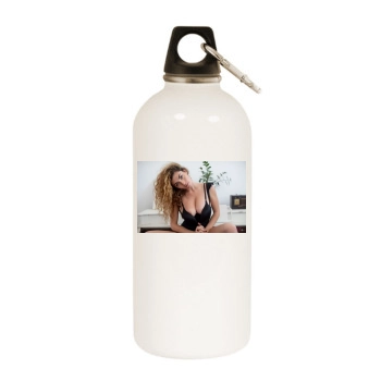 Gillian Barnes White Water Bottle With Carabiner