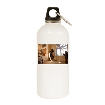 Gillian Barnes White Water Bottle With Carabiner