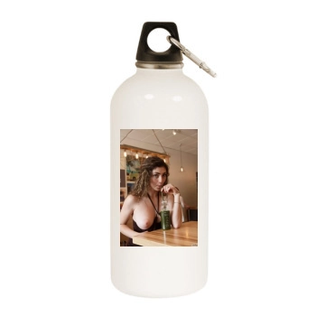 Gillian Barnes White Water Bottle With Carabiner