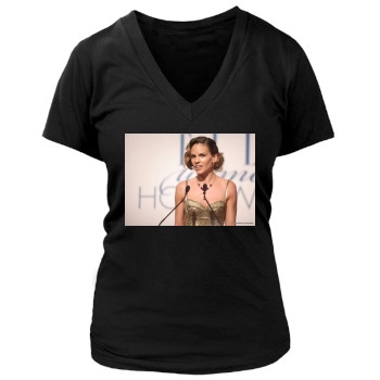 Hilary Swank Women's Deep V-Neck TShirt