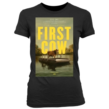 First Cow (2020) Women's Junior Cut Crewneck T-Shirt