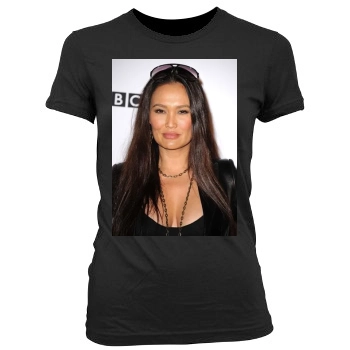 Tia Carrere Women's Junior Cut Crewneck T-Shirt