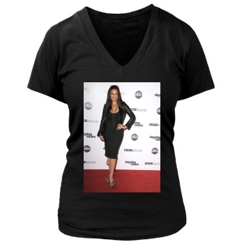 Tia Carrere Women's Deep V-Neck TShirt