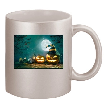 Halloween Holiday 11oz Metallic Silver Mug