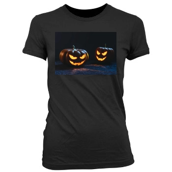 Halloween Holiday Women's Junior Cut Crewneck T-Shirt