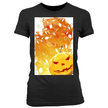 Halloween Holiday Women's Junior Cut Crewneck T-Shirt