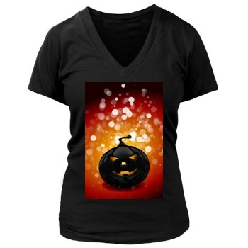 Halloween Holiday Women's Deep V-Neck TShirt