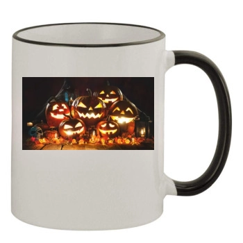 Halloween Holiday 11oz Colored Rim & Handle Mug