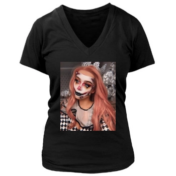 Halloween Holiday Women's Deep V-Neck TShirt