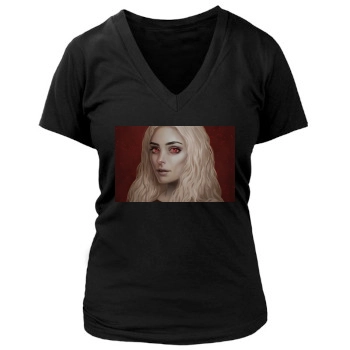 Halloween Holiday Women's Deep V-Neck TShirt