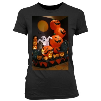 Halloween Holiday Women's Junior Cut Crewneck T-Shirt