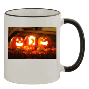 Halloween Holiday 11oz Colored Rim & Handle Mug