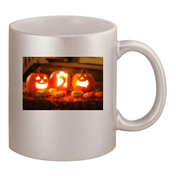 Halloween Holiday 11oz Metallic Silver Mug