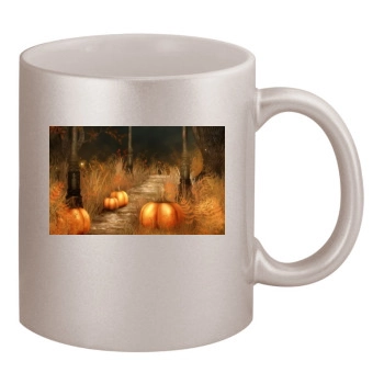 Halloween Holiday 11oz Metallic Silver Mug